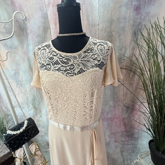 📌Bery Love Champagne Wedding Guest -  Cocktail - Prom - Formal Dress With Lace - Picture 3 of 15